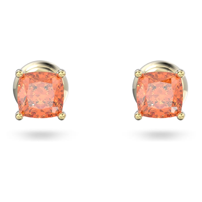 Stilla stud earrings Cushion cut, Orange, Gold-tone plated - Shukha Online Store
