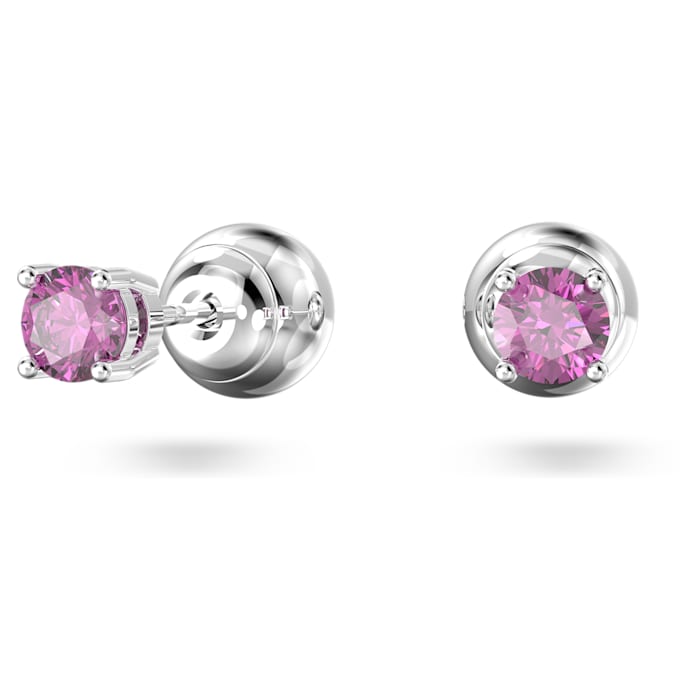 Stilla stud earrings Round cut, Purple, Rhodium plated - Shukha Online Store