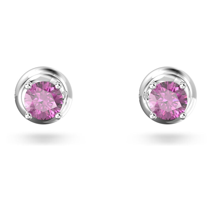 Stilla stud earrings Round cut, Purple, Rhodium plated - Shukha Online Store