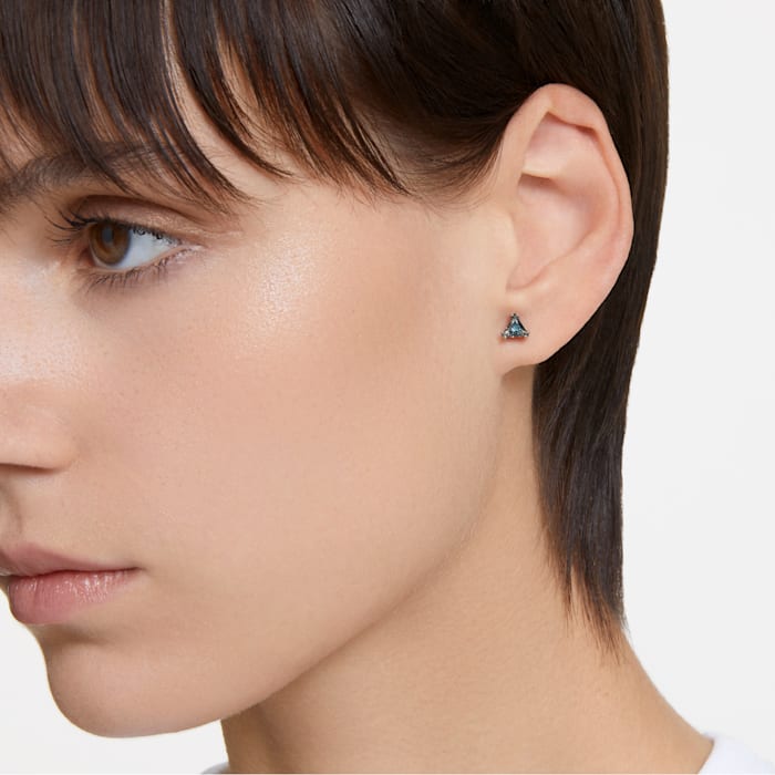 Stilla stud earrings Triangle cut, Gray, Ruthenium plated - Shukha Online Store