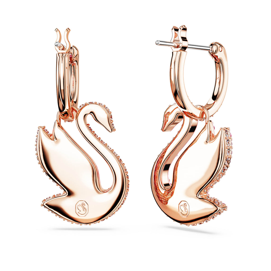 Iconic Swan drop earrings Swan, Pink, Rose gold-tone plated - Shukha Online Store