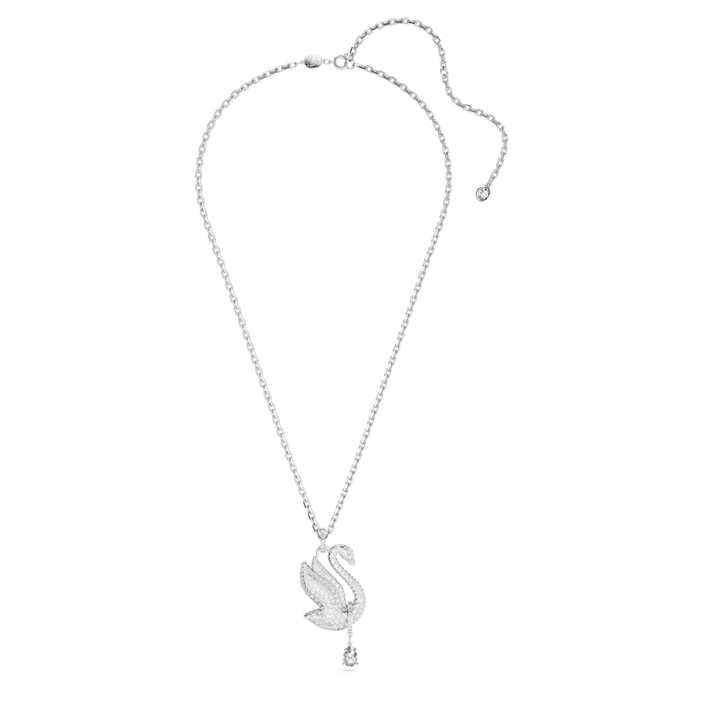 Iconic Swan necklace Swan, Long, White, Rhodium plated - Shukha Online Store