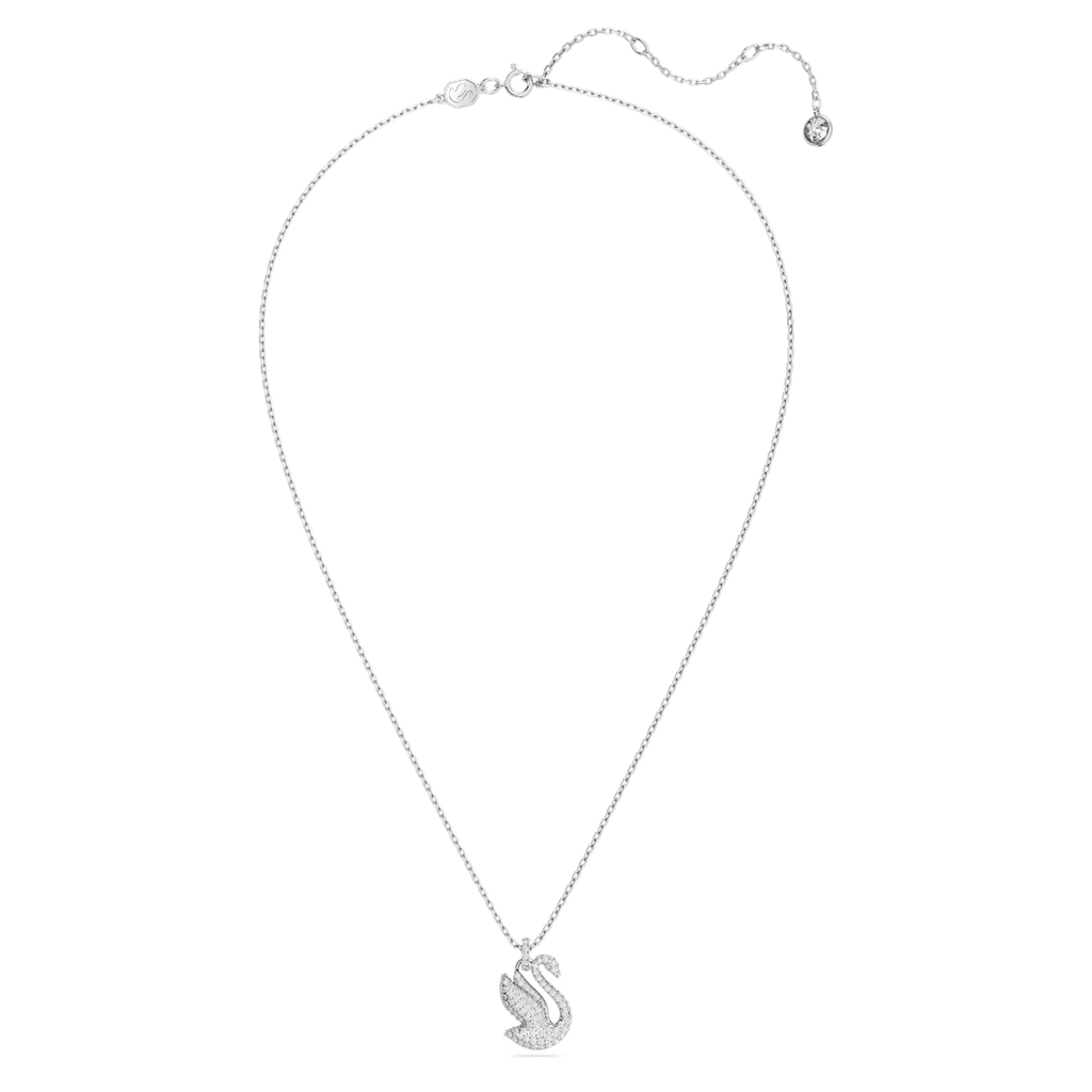 Iconic Swan pendant Swan, Small, White, Rhodium plated - Shukha Online Store