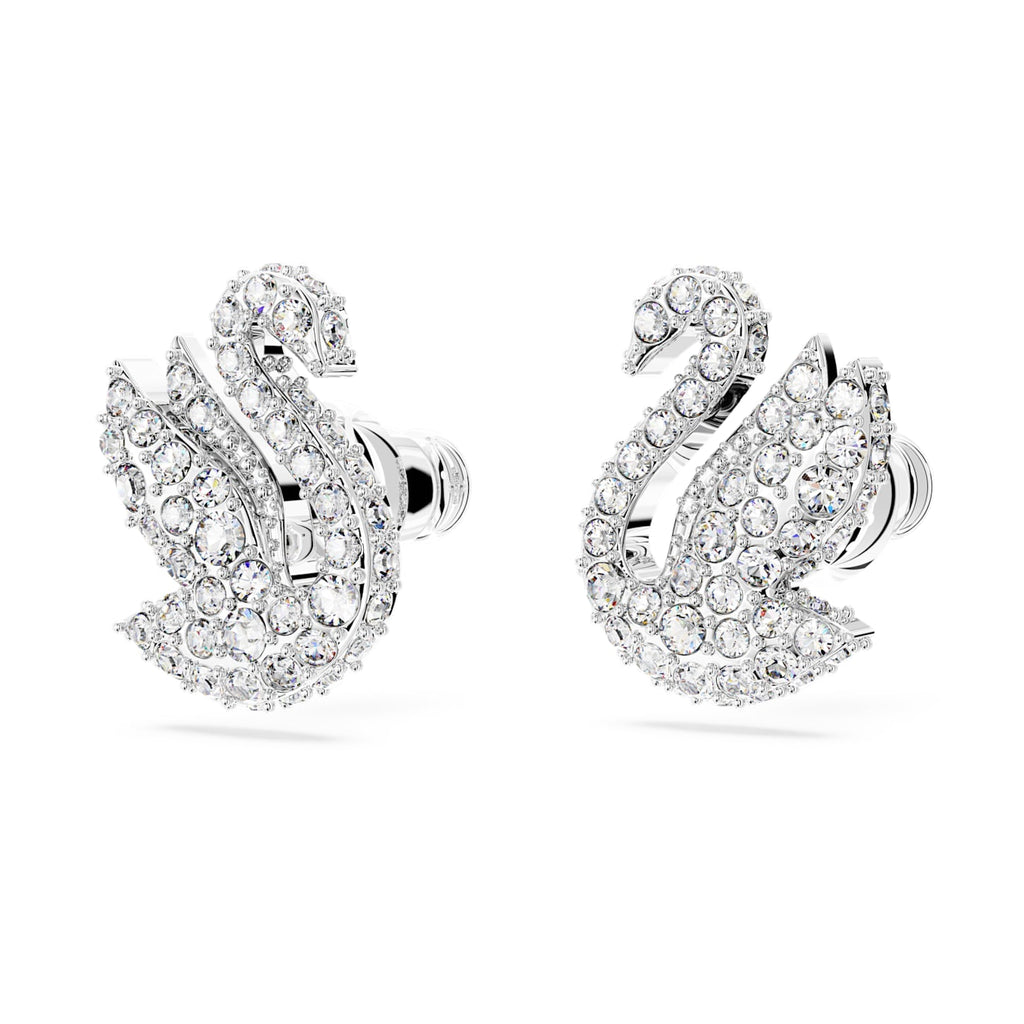 Iconic Swan stud earrings Swan, White, Rhodium plated - Shukha Online Store
