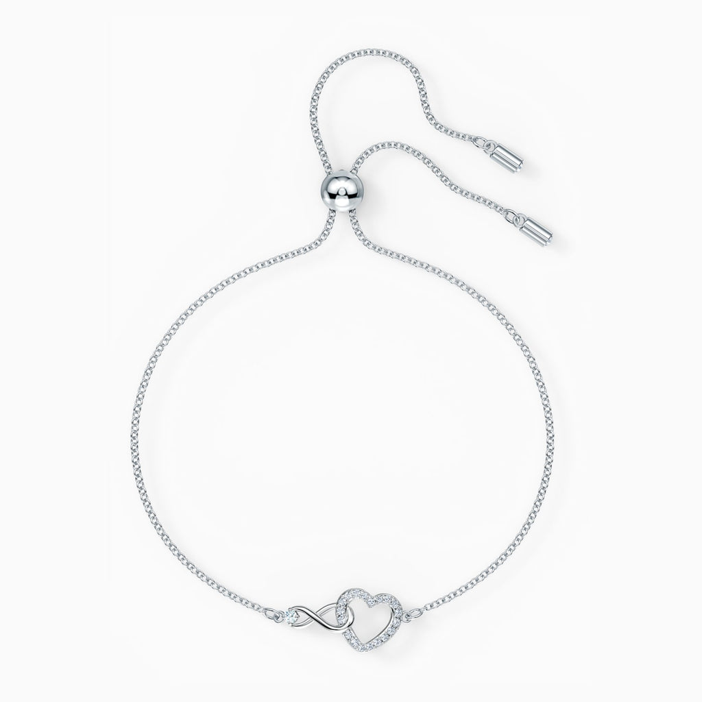 Infinity Heart Bracelet, White, Rhodium Plated - Shukha Online Store