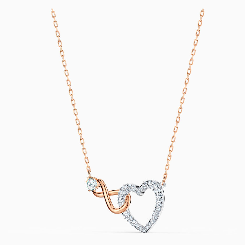 INFINITY HEART NECKLACE, WHITE, MIXED METAL FINISH - Shukha Online Store