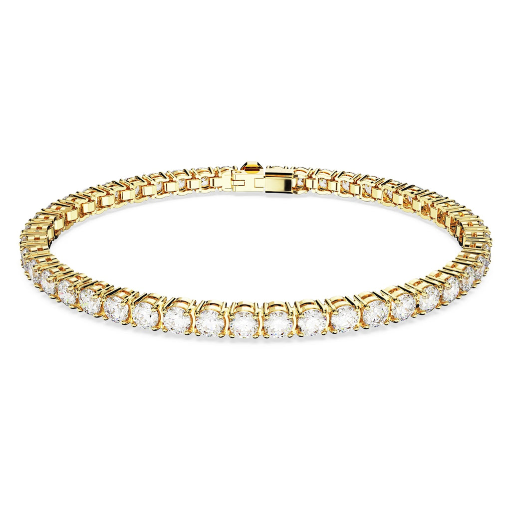 Matrix Tennis bracelet Round cut, White, Gold-tone plated