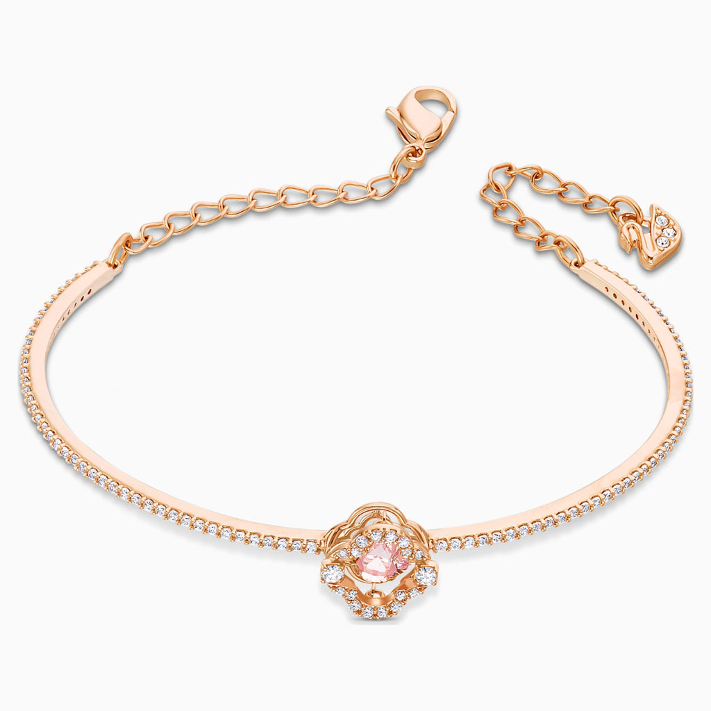 SPARKLING DANCE CLOVER BANGLE, PINK, ROSE-GOLD TONE PLATED - Shukha Online Store
