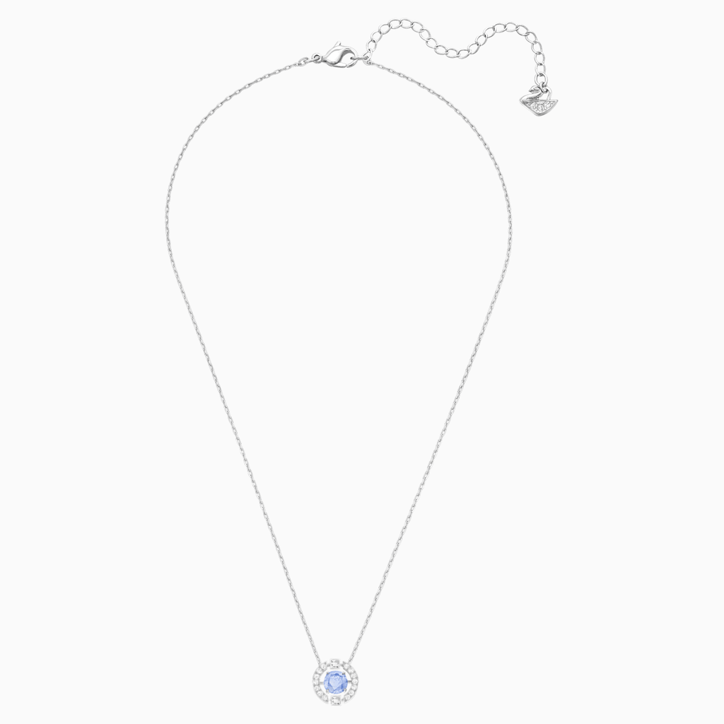 SPARKLING DANCE ROUND NECKLACE, BLUE, RHODIUM PLATED - Shukha Online Store