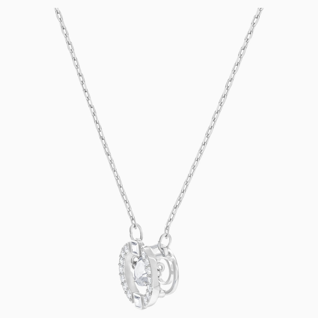 SPARKLING DANCE ROUND NECKLACE, WHITE, RHODIUM PLATED - Shukha Online Store