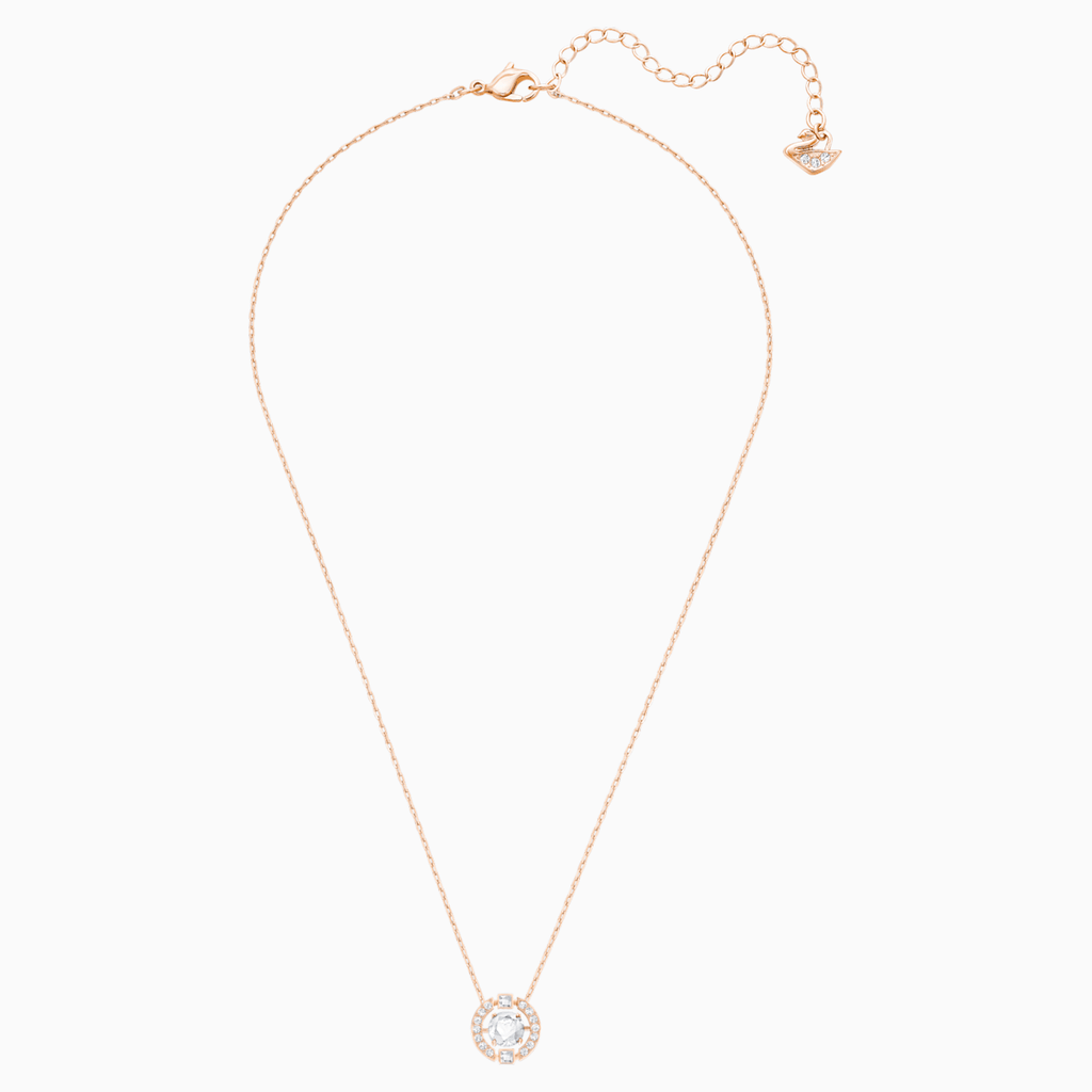SPARKLING DANCE ROUND NECKLACE, WHITE, ROSE-GOLD TONE PLATED - Shukha Online Store