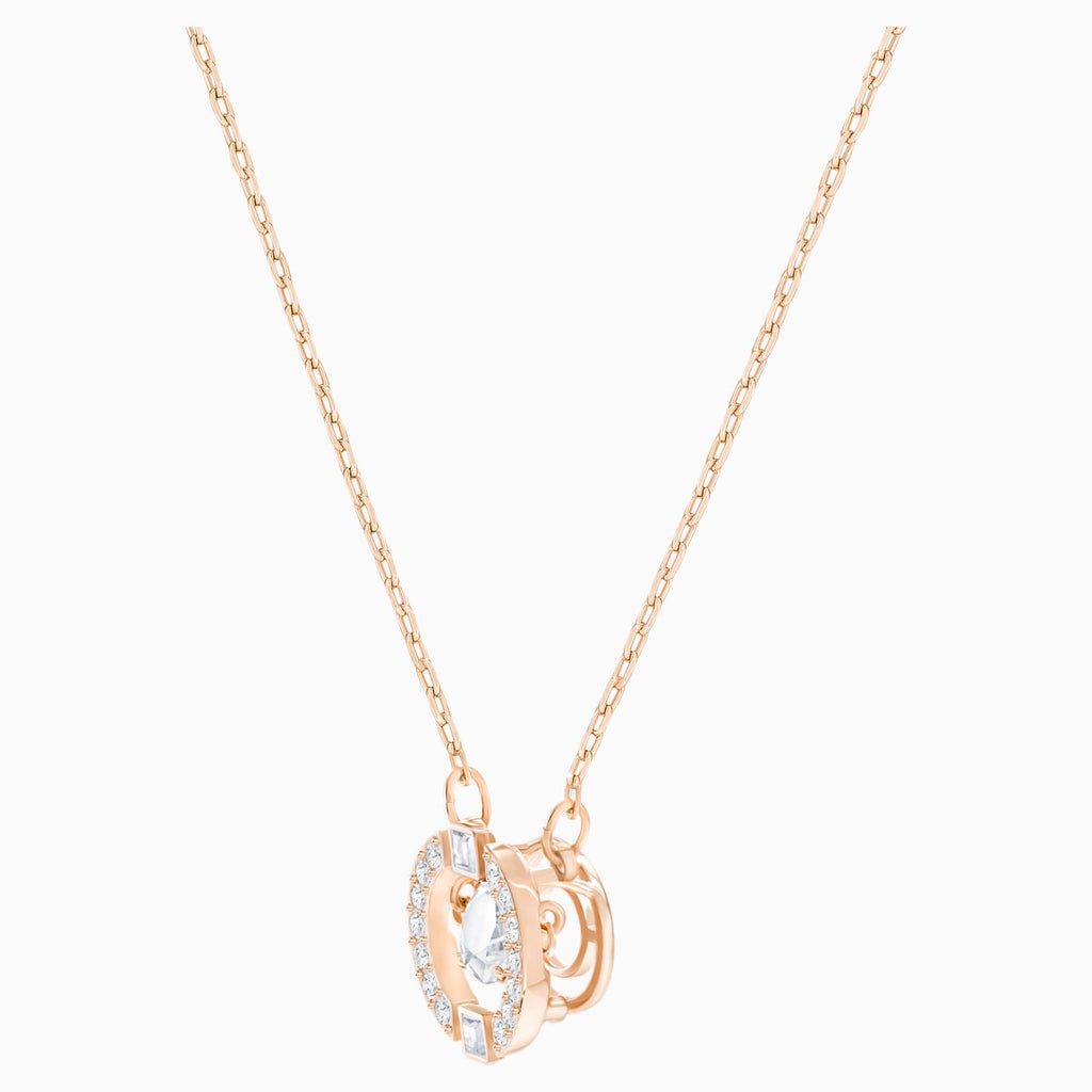 SPARKLING DANCE ROUND NECKLACE, WHITE, ROSE-GOLD TONE PLATED - Shukha Online Store