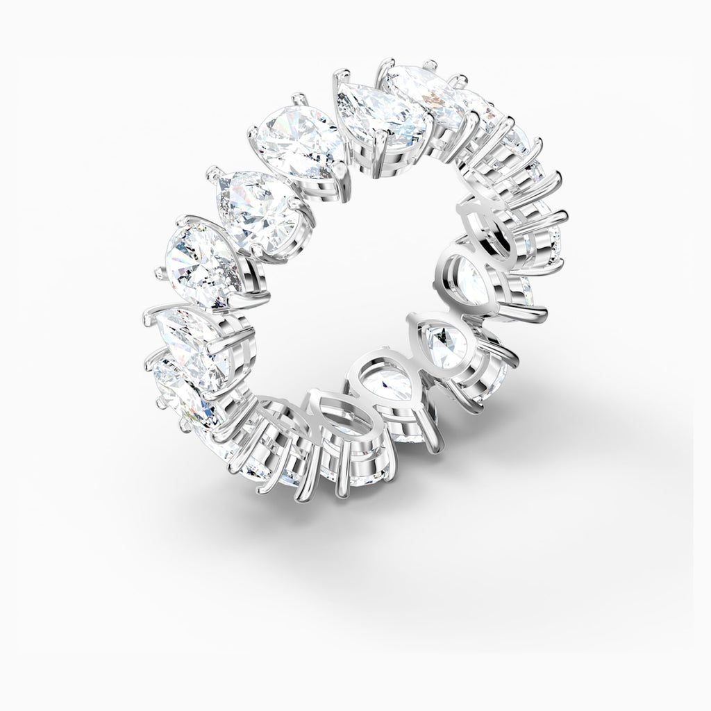 VITTORE PEAR RING, WHITE, RHODIUM PLATED - Shukha Online Store