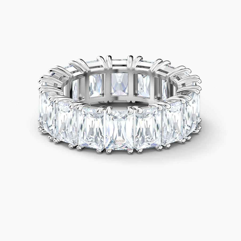 VITTORE WIDE RING, WHITE, RHODIUM PLATED - Shukha Online Store