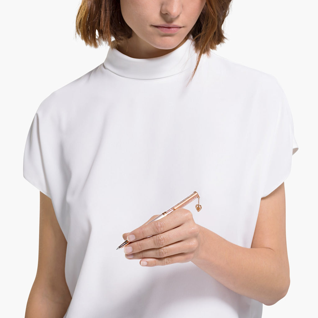 CRYSTALLINE BALLPOINT PEN, PINK, ROSE-GOLD TONE PLATED - Shukha Online Store