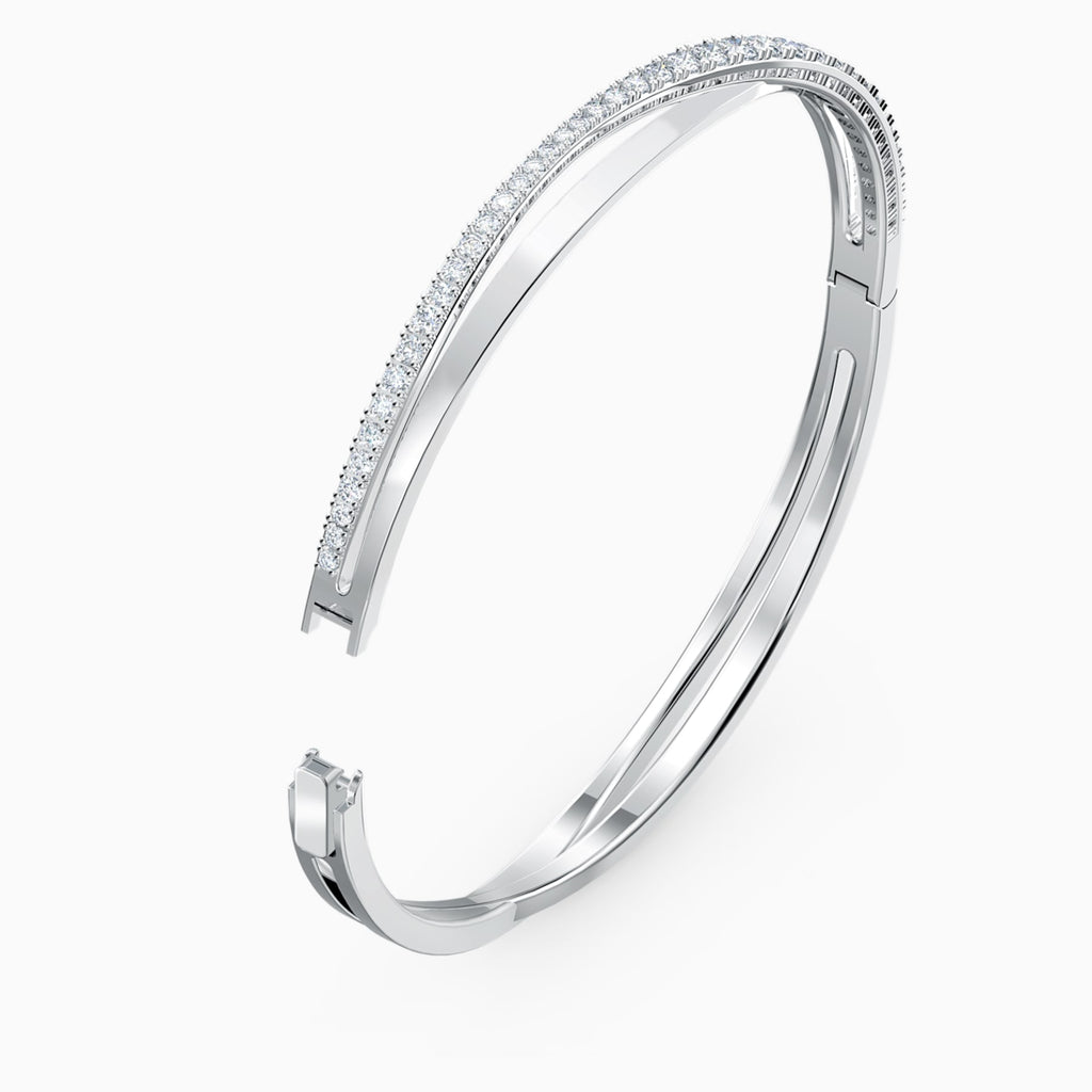 TWIST ROWS BRACELET, WHITE, RHODIUM PLATED - Shukha Online Store