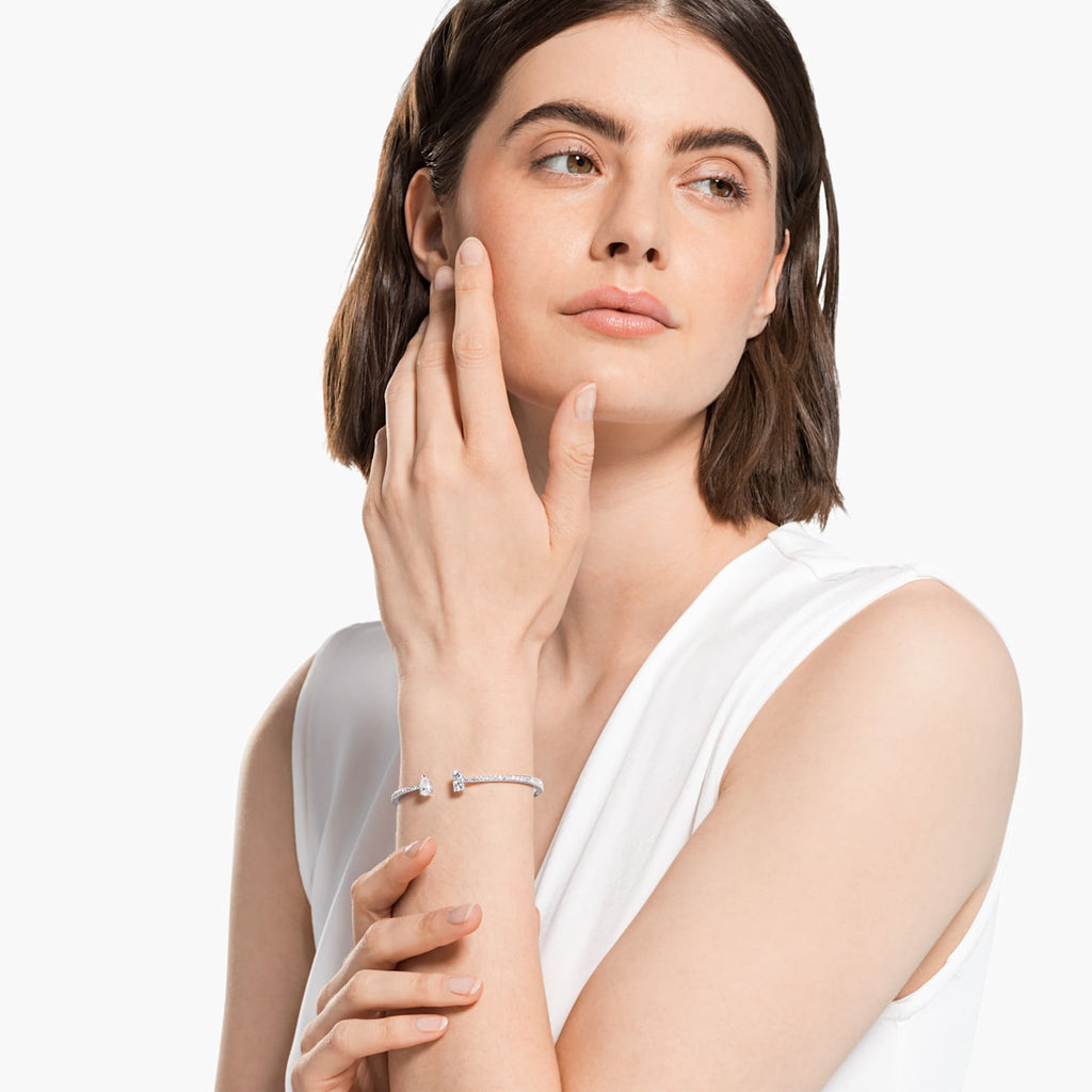 ATTRACT BANGLE, WHITE, RHODIUM PLATED - Shukha Online Store