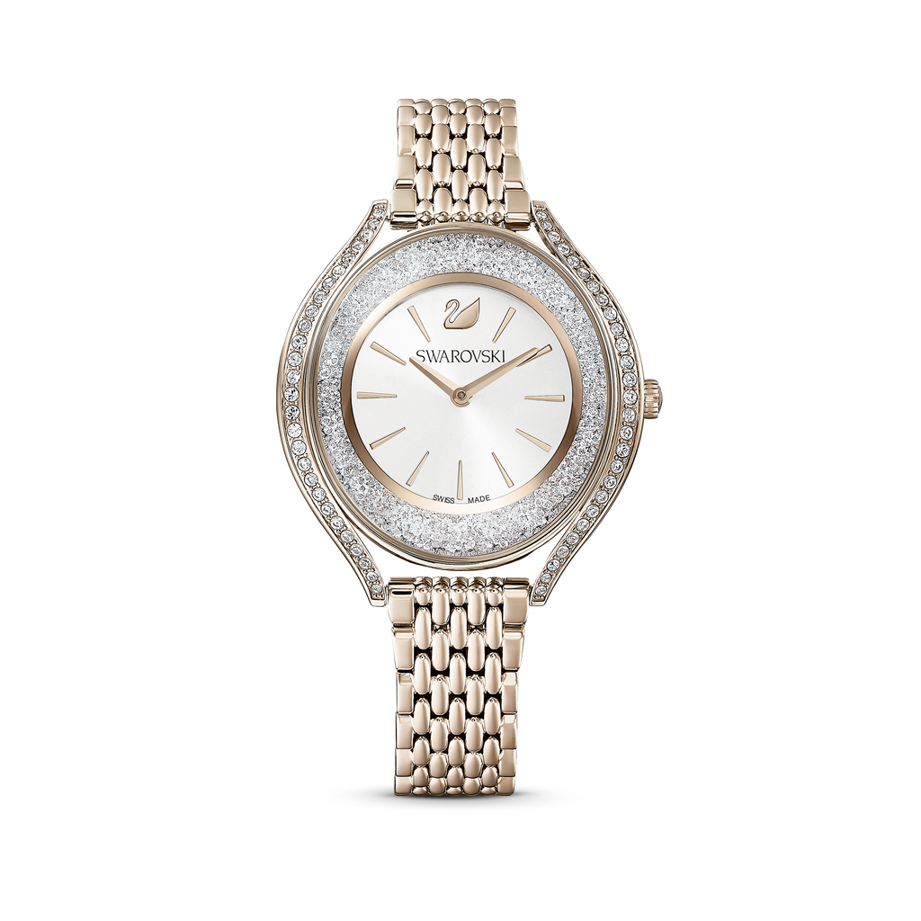 Crystalline Aura watch Metal bracelet, Gold tone, Champagne-gold tone PVD - Shukha Online Store