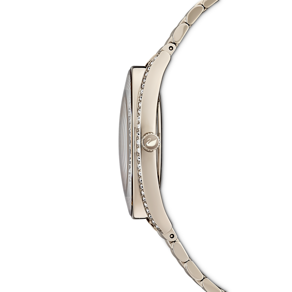 Crystalline Aura watch Metal bracelet, Gold tone, Champagne-gold tone PVD - Shukha Online Store