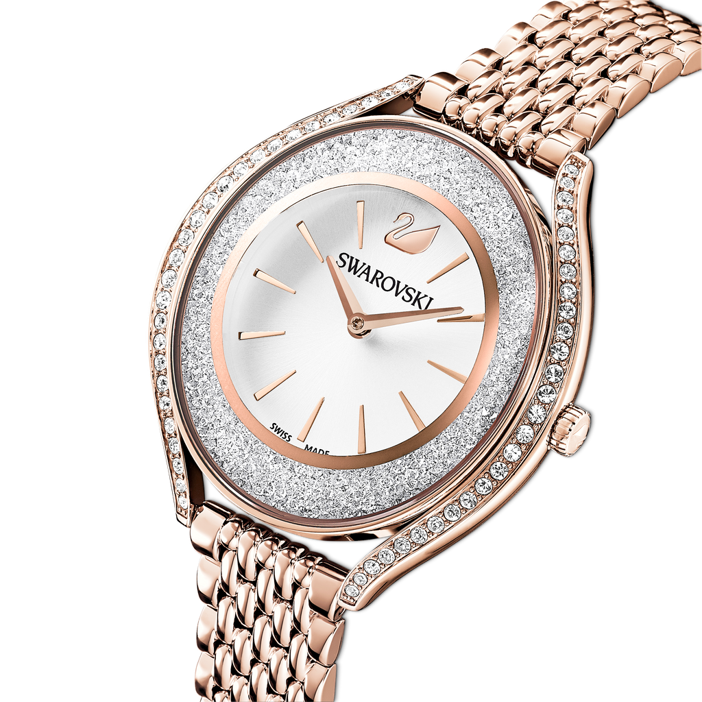 Crystalline Aura watch Metal bracelet, Rose gold tone, Rose-gold tone PVD - Shukha Online Store