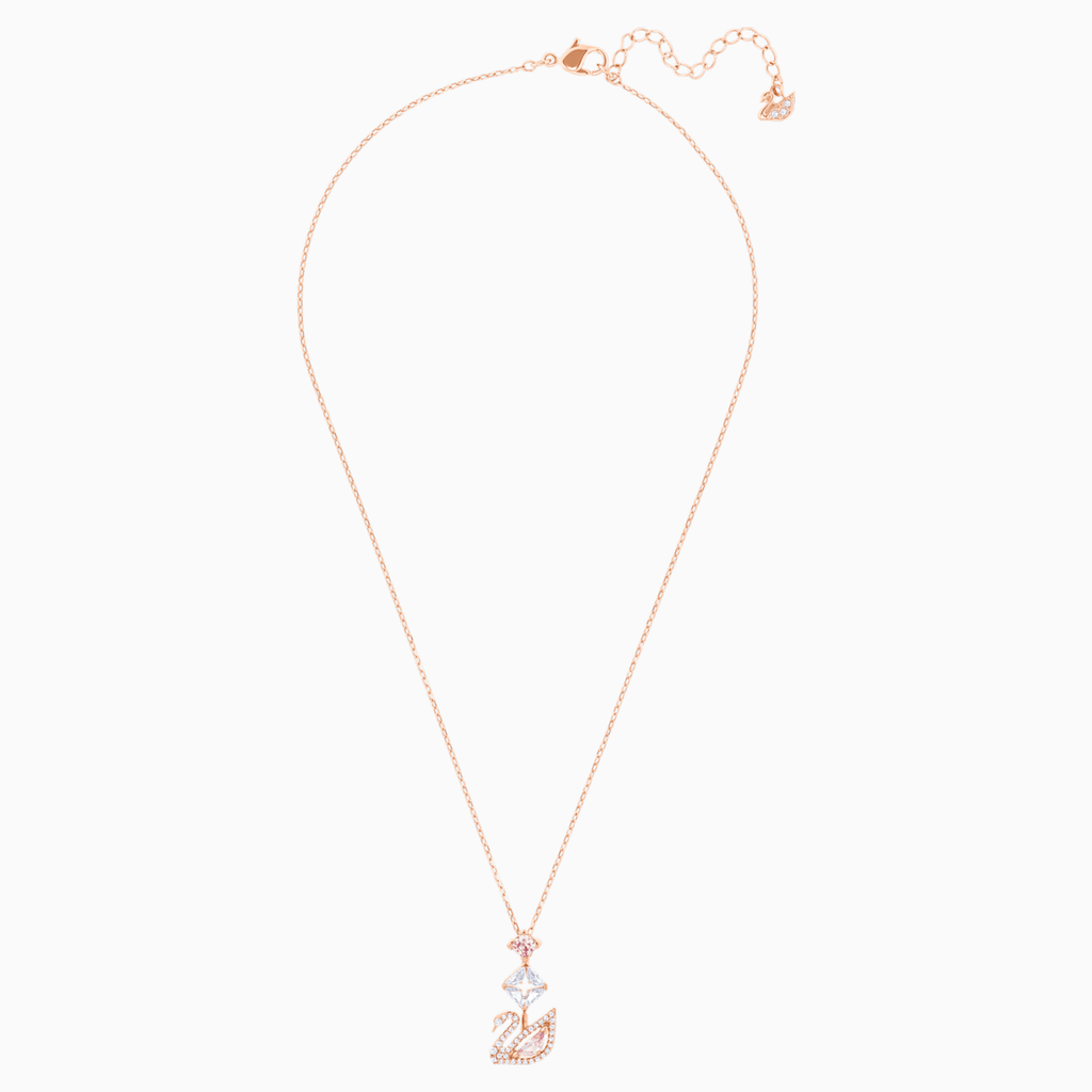 DAZZLING SWAN Y NECKLACE, MULTI-COLORED, ROSE-GOLD TONE PLATED - Shukha Online Store