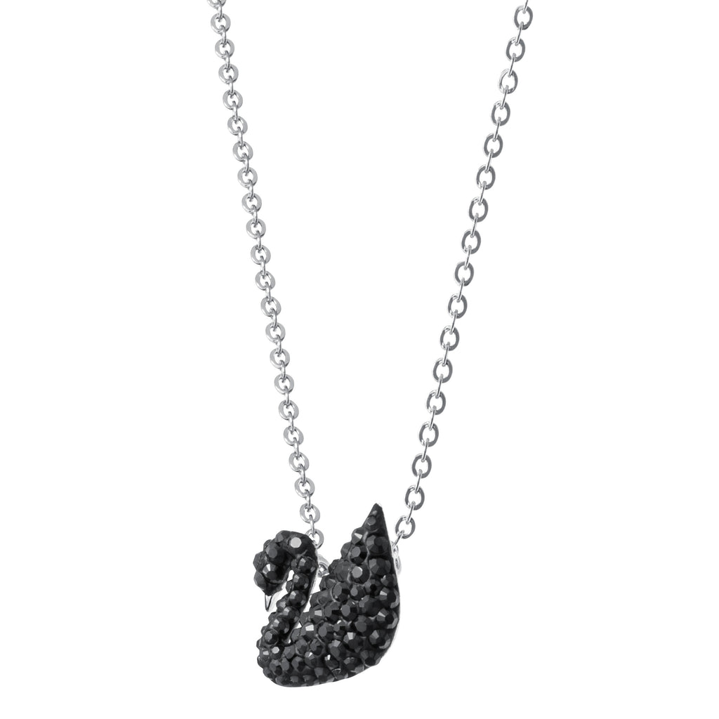 Iconic Swan Pendant, Black, Rhodium plated - Shukha Online Store