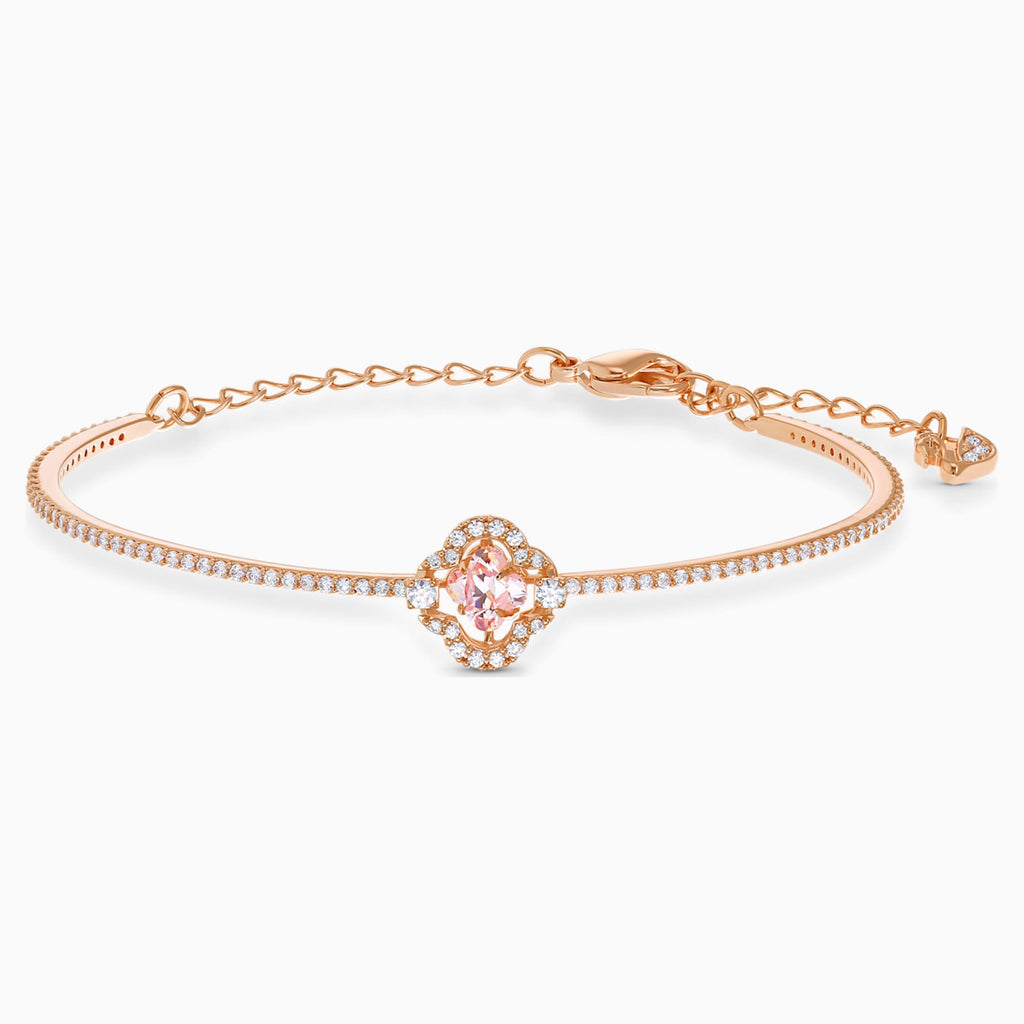 SPARKLING DANCE CLOVER BANGLE, PINK, ROSE-GOLD TONE PLATED - Shukha Online Store