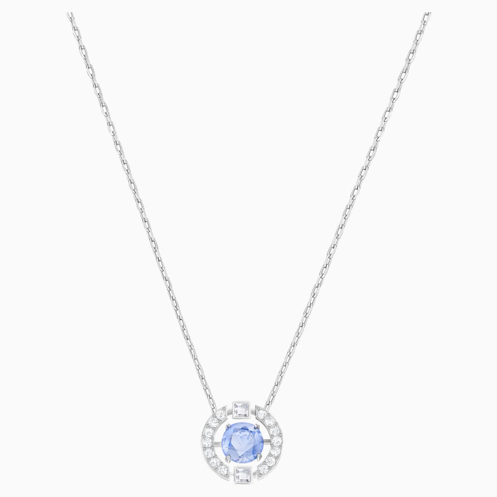SPARKLING DANCE ROUND NECKLACE, BLUE, RHODIUM PLATED - Shukha Online Store
