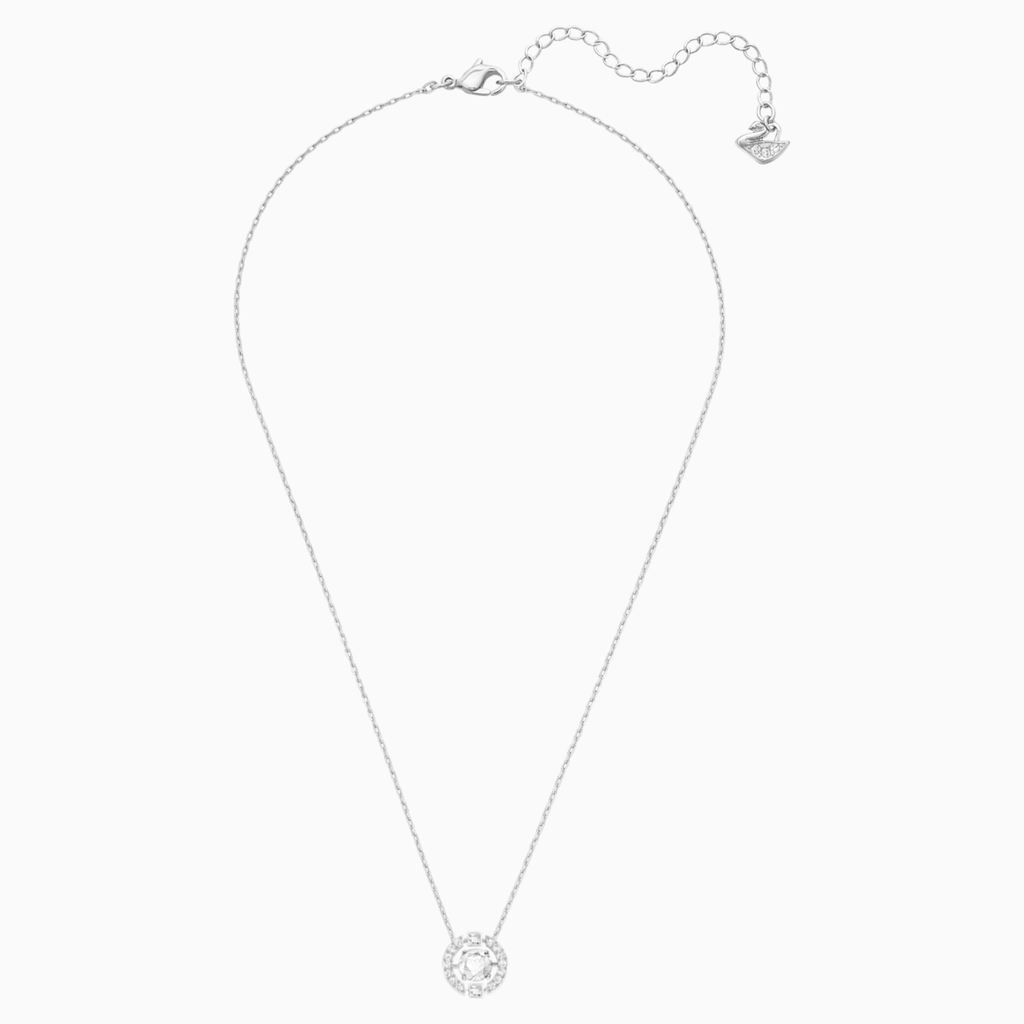 SPARKLING DANCE ROUND NECKLACE, WHITE, RHODIUM PLATED - Shukha Online Store
