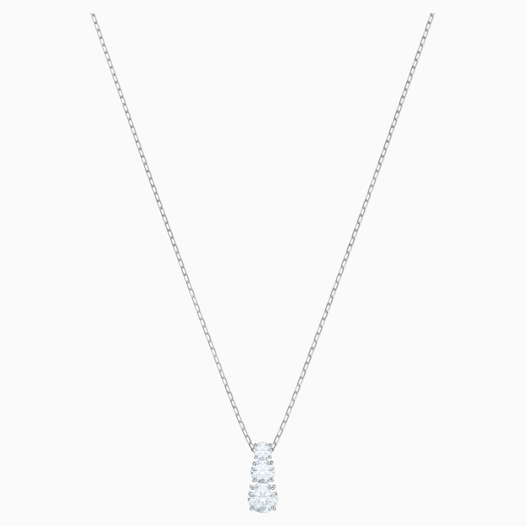ATTRACT TRILOGY ROUND PENDANT, WHITE, RHODIUM PLATED - Shukha Online Store