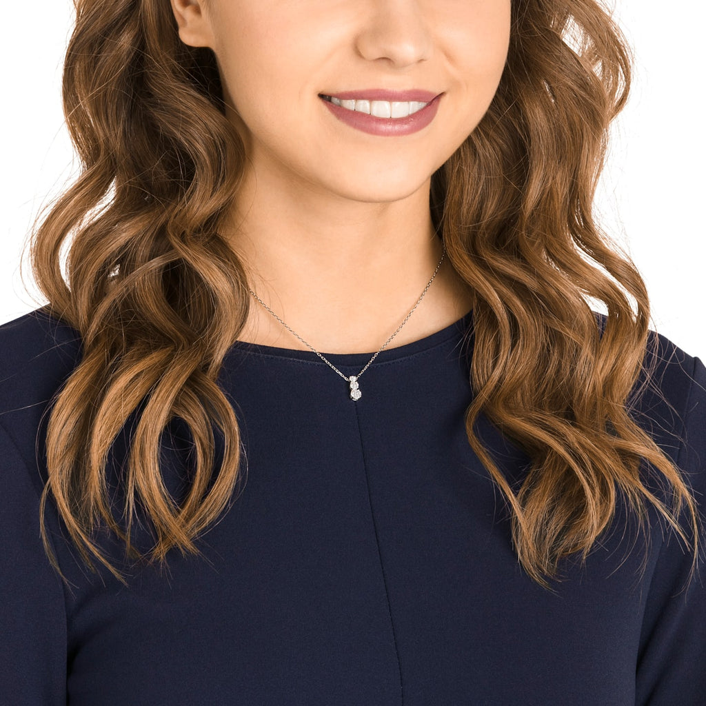 ATTRACT TRILOGY ROUND PENDANT, WHITE, RHODIUM PLATED - Shukha Online Store