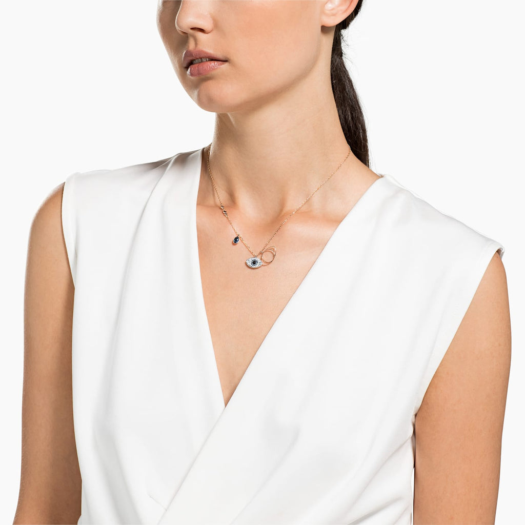 SWAROVSKI SYMBOLIC EVIL EYE PENDANT, BLUE, MIXED METAL FINISH - Shukha Online Store