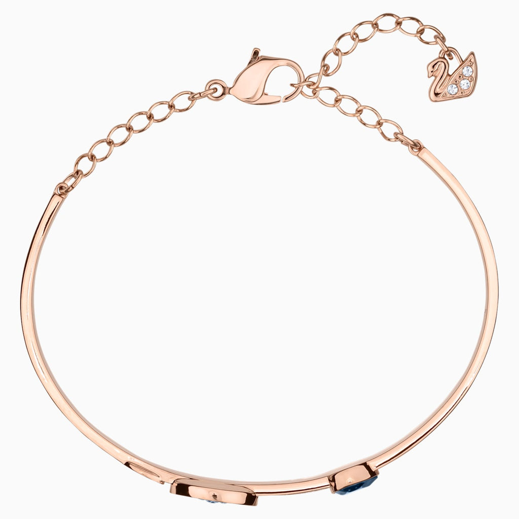 SYMBOLIC EVIL EYE BANGLE, BLUE, MIXED METAL FINISH - Shukha Online Store