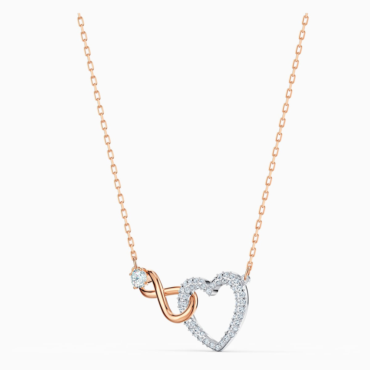 INFINITY HEART NECKLACE, WHITE, MIXED METAL FINISH | Shukha Online Store