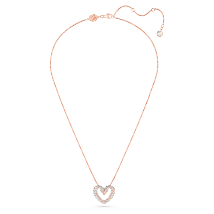 Una pendant Heart, Small, White, Rose-gold tone plated - Shukha Online Store