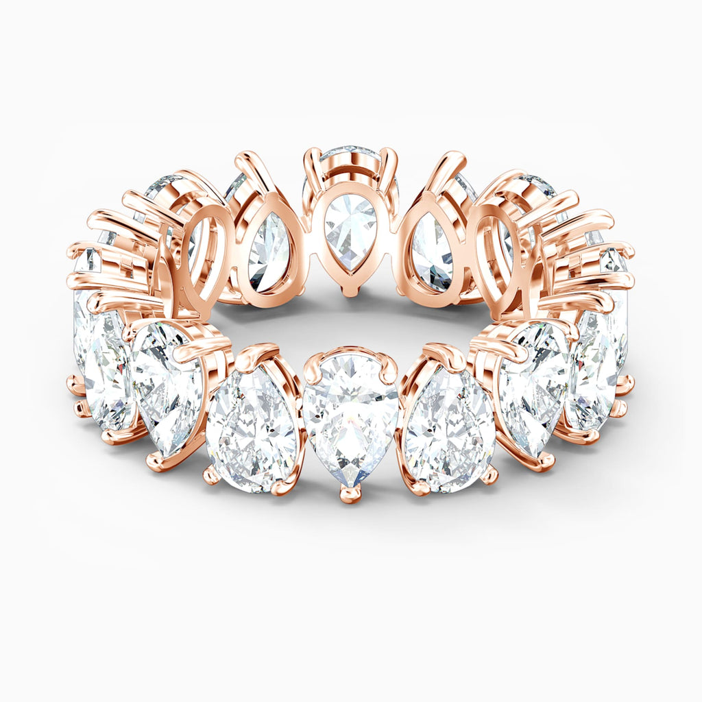 VITTORE PEAR RING, WHITE, ROSE-GOLD TONE PLATED - Shukha Online Store