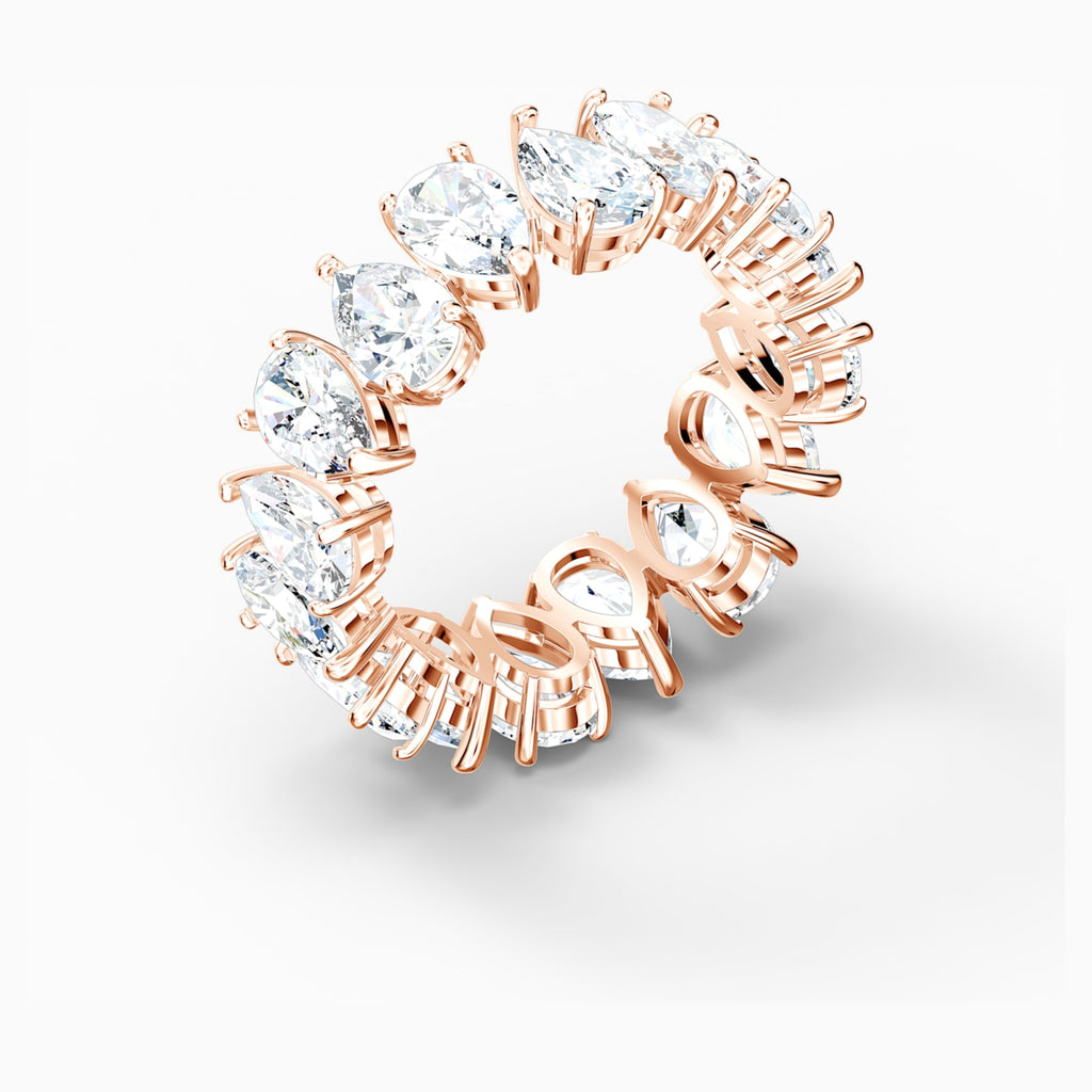 VITTORE PEAR RING, WHITE, ROSE-GOLD TONE PLATED - Shukha Online Store