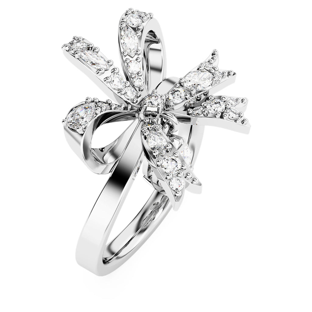 Volta cocktail ring Bow, Small, White, Rhodium plated - Shukha Online Store