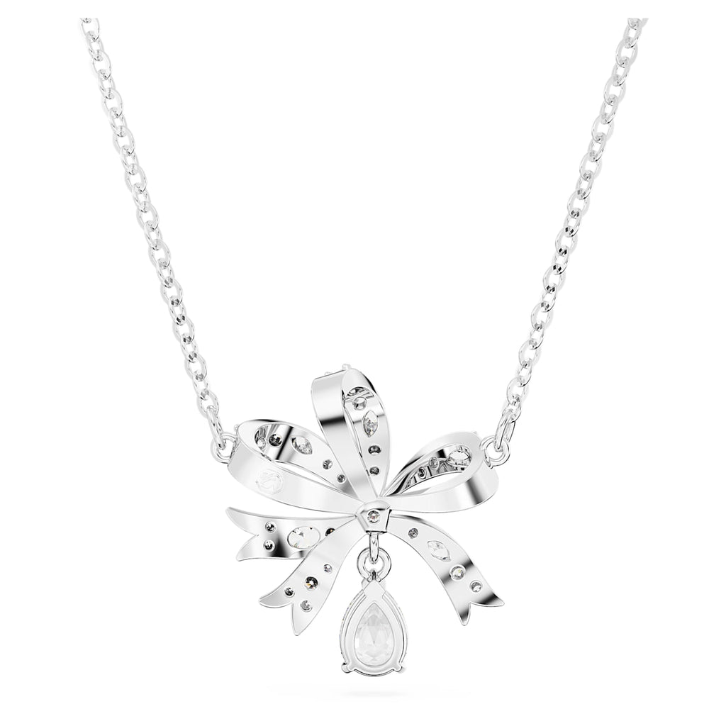 Volta necklace Bow, Small, White, Rhodium plated - Shukha Online Store