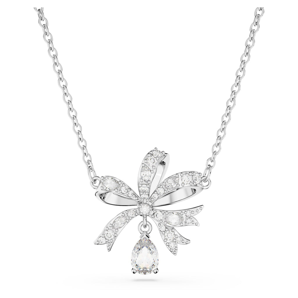 Volta necklace Bow, Small, White, Rhodium plated - Shukha Online Store