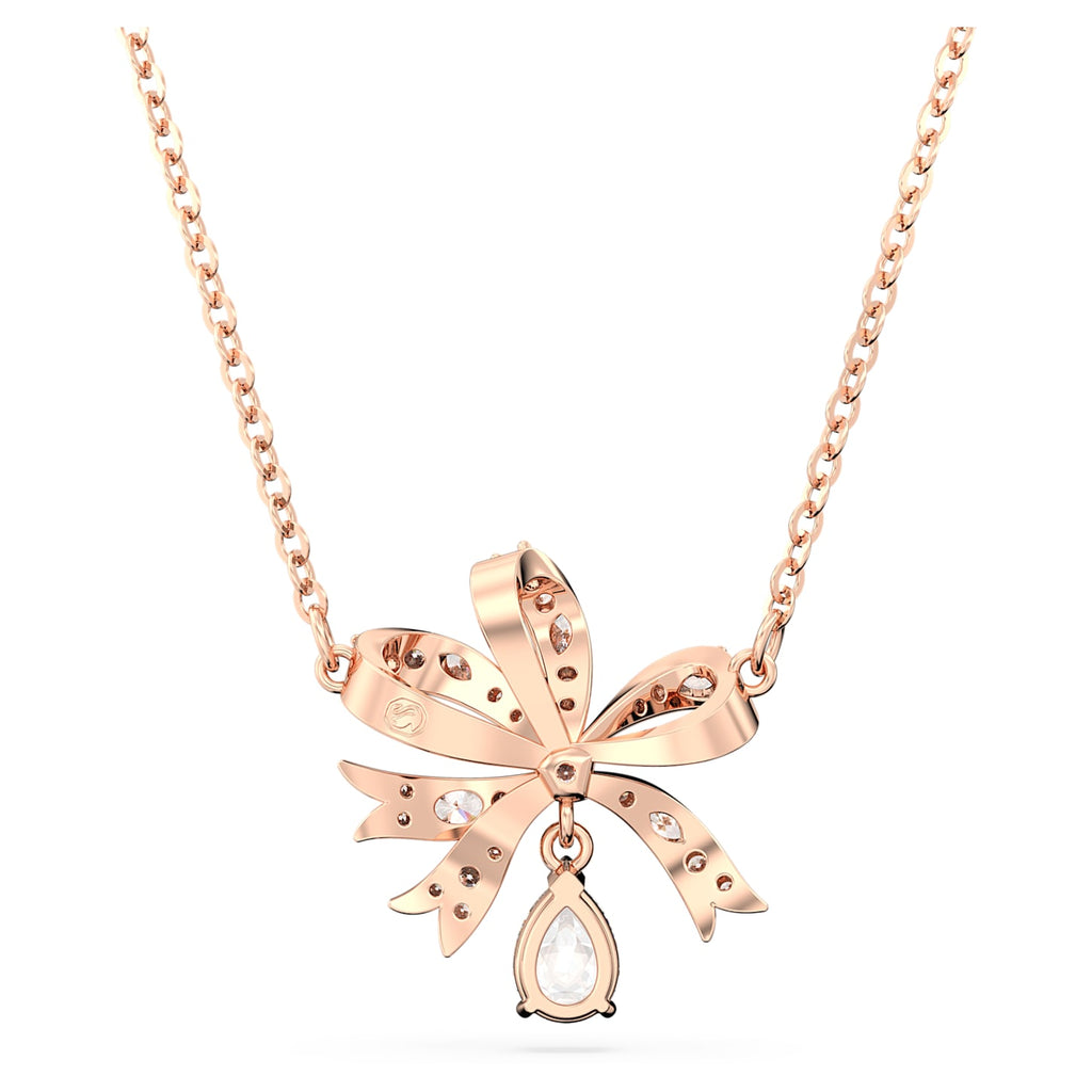 Volta necklace Bow, Small, White, Rose gold-tone plated - Shukha Online Store