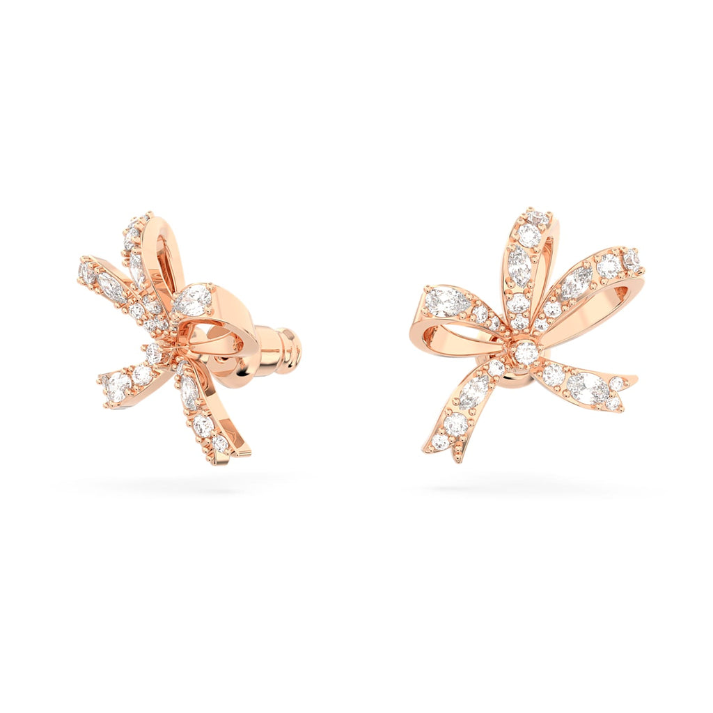 Volta stud earrings Bow, Small, White, Rose gold-tone plated - Shukha Online Store