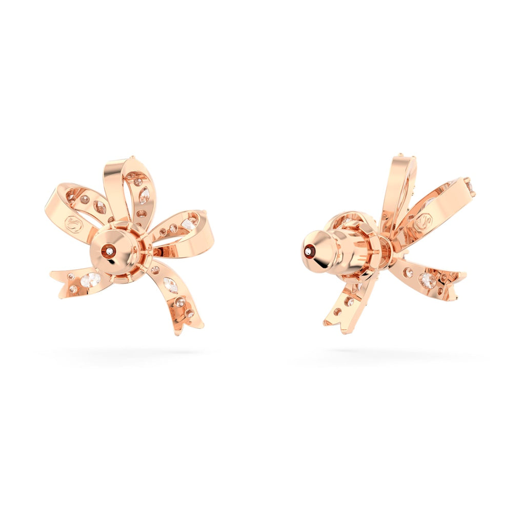 Volta stud earrings Bow, Small, White, Rose gold-tone plated - Shukha Online Store