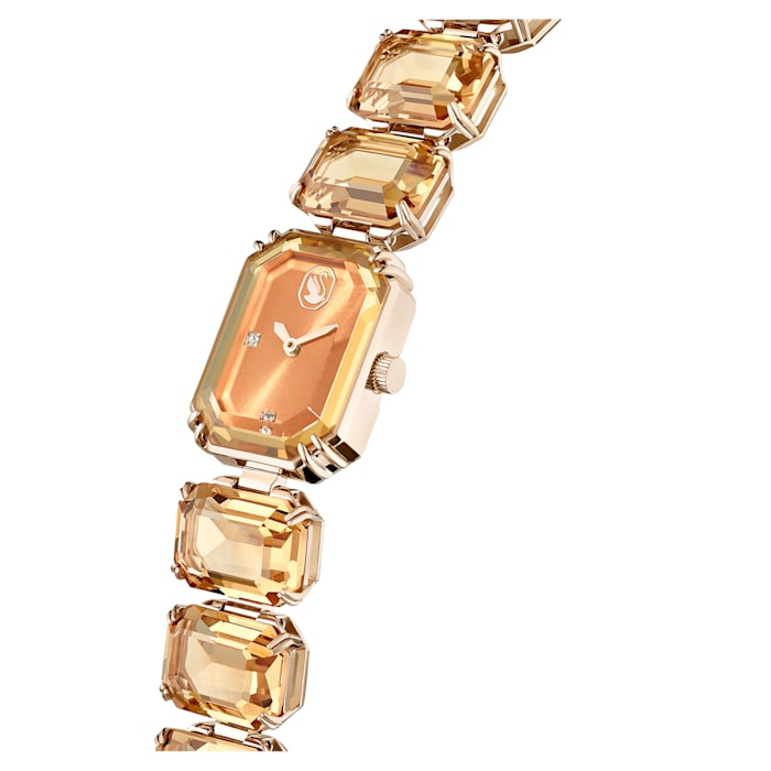 Watch Octagon cut bracelet, Brown, Champagne gold-tone finish - Shukha Online Store