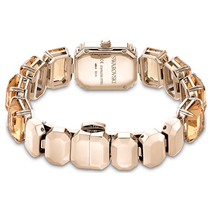 Watch Octagon cut bracelet, Brown, Champagne gold-tone finish - Shukha Online Store